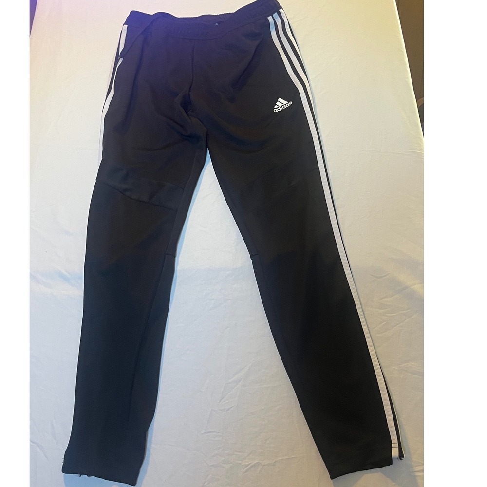 Adidas Climalite Soccer Training Pants Black White Tapered Ankle Zip Mens Medium